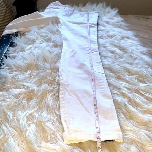 Women's White Distressed Embellished Beaded Skinny Jeans by Guess Size 24 - Picture 5 of 10